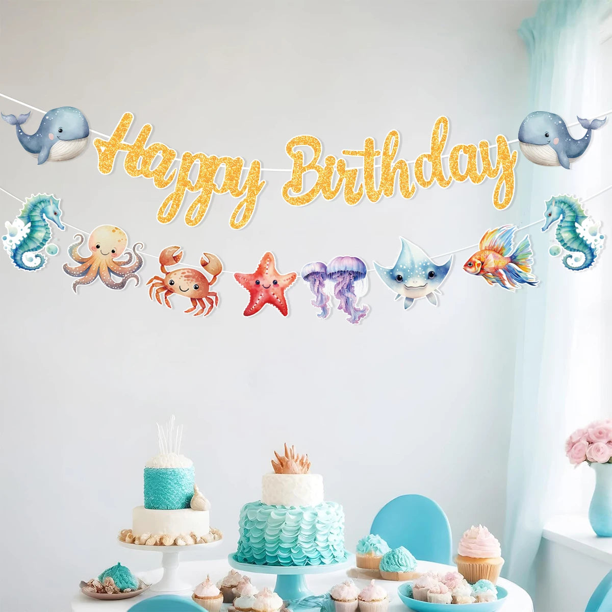 🐙🌊 Under the Sea Party Tableware – Ocean Fun for First Birthdays & Baby Showers! 🎂🐢 - ThiGui