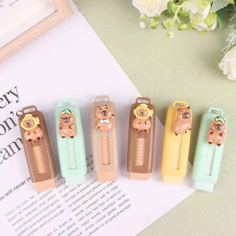 🐹 Kawaii Capybara Push-Pull Eraser – A Pencil Case Favourite with Big Personality! - ThiGui