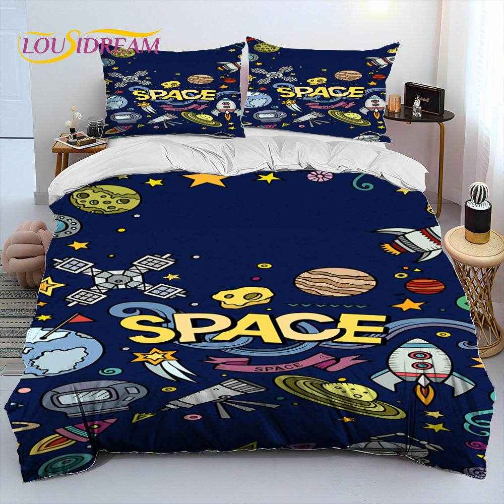 🚀Blast Off to Dreamland! Space-Themed Bedding Set for Future Astronauts - ThiGui