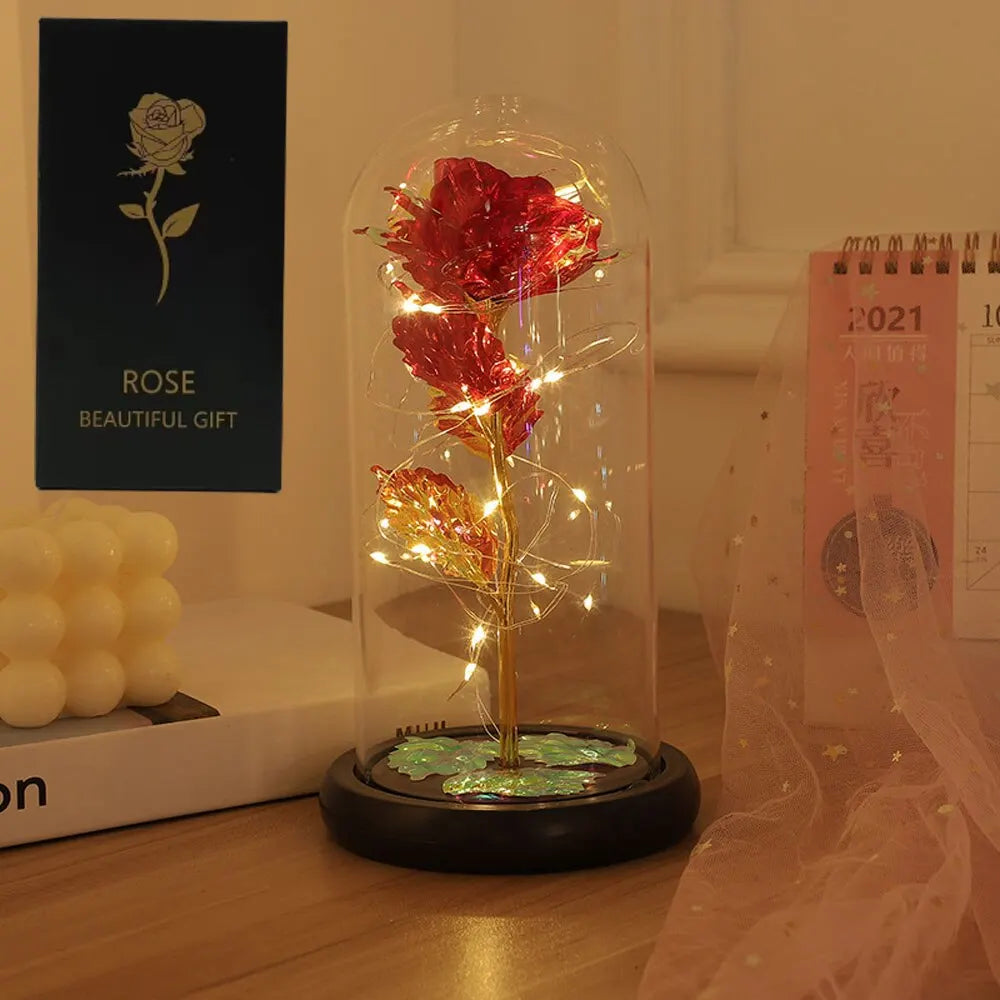 🌹✨ A Magical Glow for Mum’s Heart – Galaxy Rose with Lights in Glass Dome 💖🌌 - ThiGui