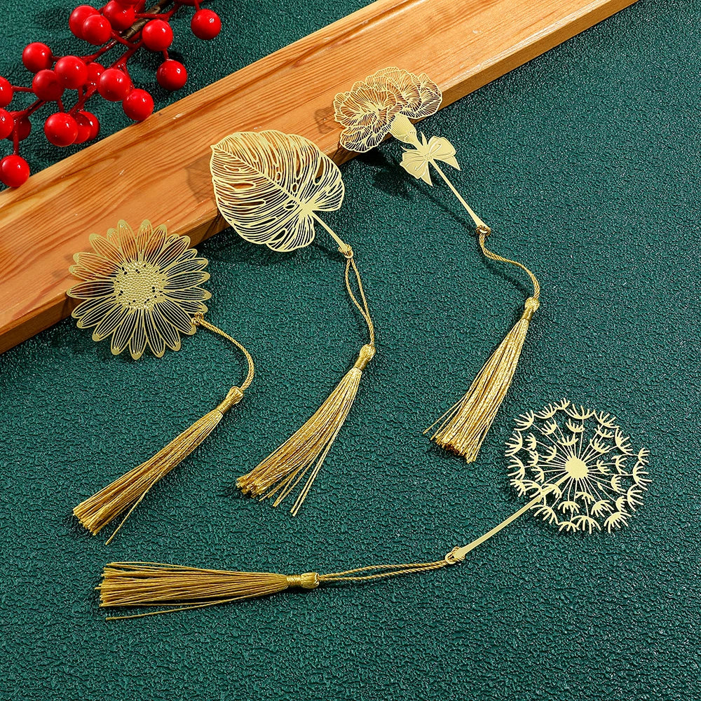 📚🌼 Blooming Thanks! Elegant Brass Flower Bookmarks – A Thoughtful Gift for Teachers 🌿🎁 - ThiGui