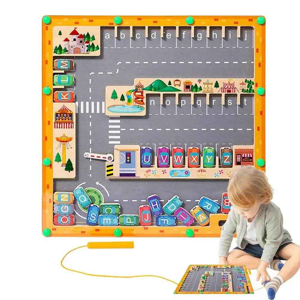 🚗Magnetic Alphabet Maze – A Fun Way to Learn Letters and Park Cars! - ThiGui
