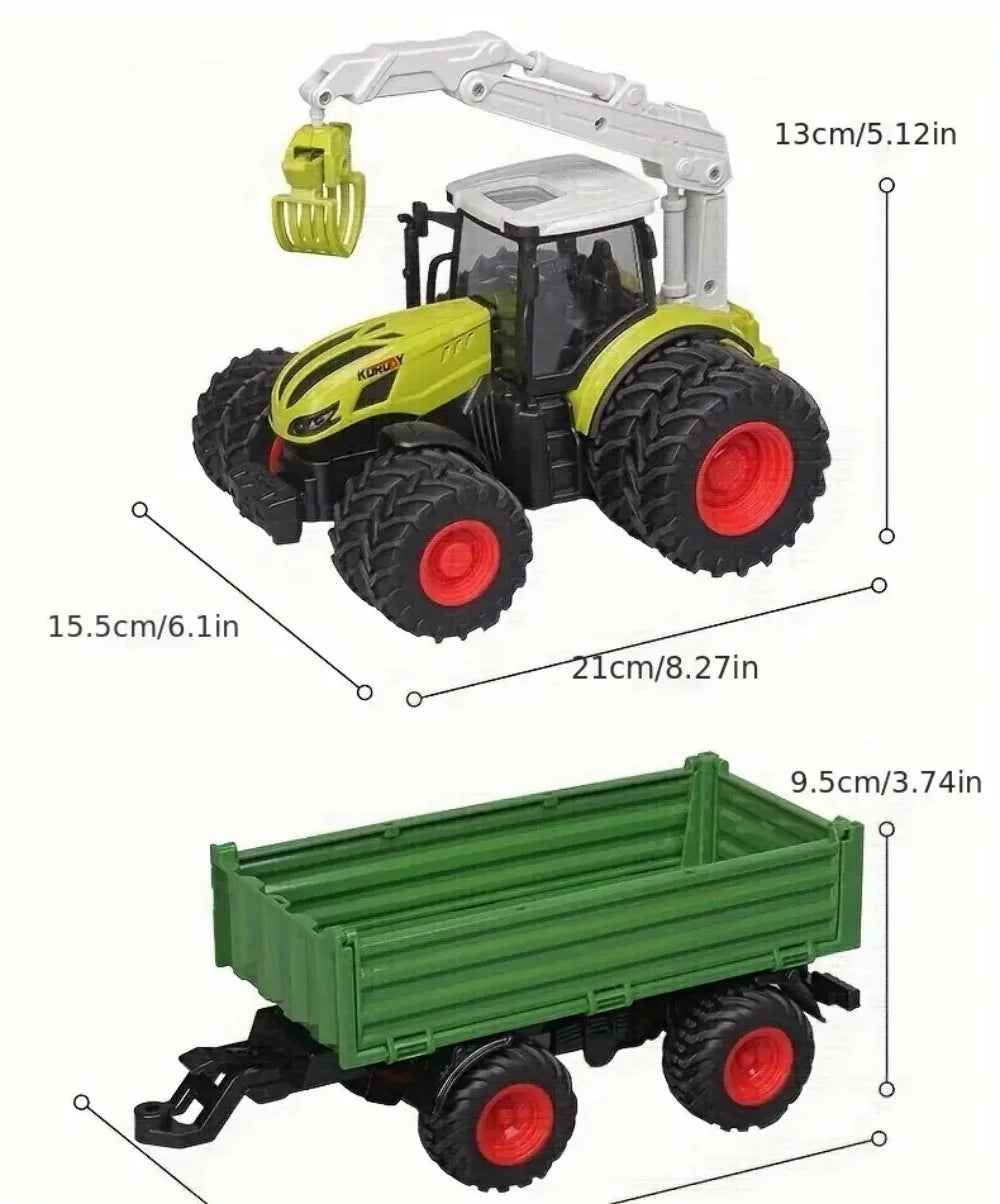 🚜 Big Wheels, Bright Lights – Farm Tractor Toy with Sounds & Trailer Fun! 🎶🌾 - ThiGui