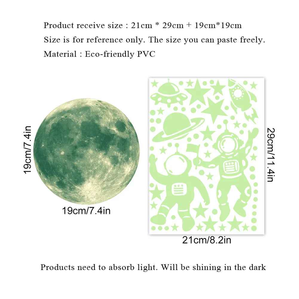 🛏️Glow-in-the-Dark Astronaut and Stars Wall Stickers for Boys Who Dream of the Moon - ThiGui