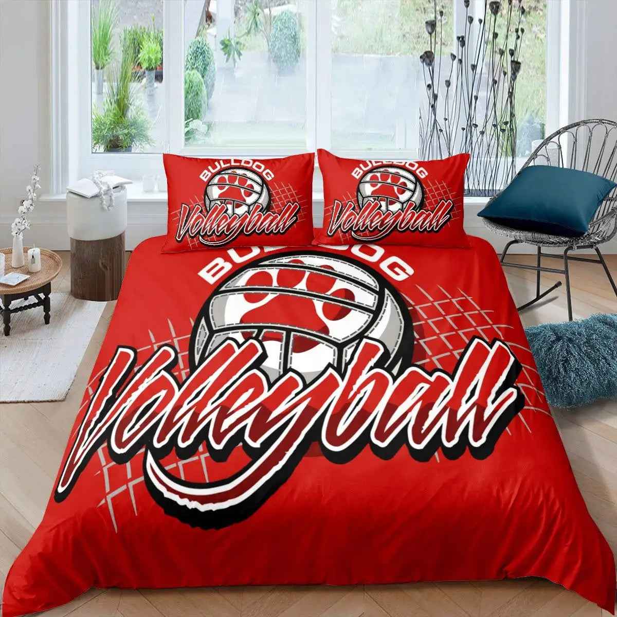 🏐Spike & Snooze! Fiery Volleyball Duvet Set for Sporty Kids - ThiGui