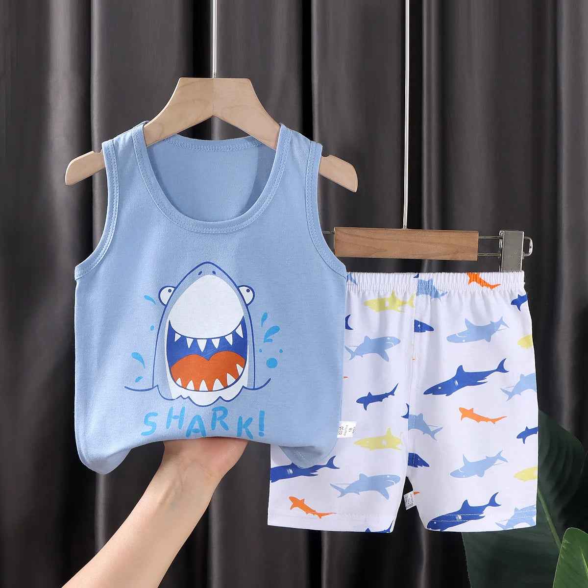 Cool & Comfy! 2-Piece Cotton Vest & Shorts Set for Active Little Boys - ThiGui