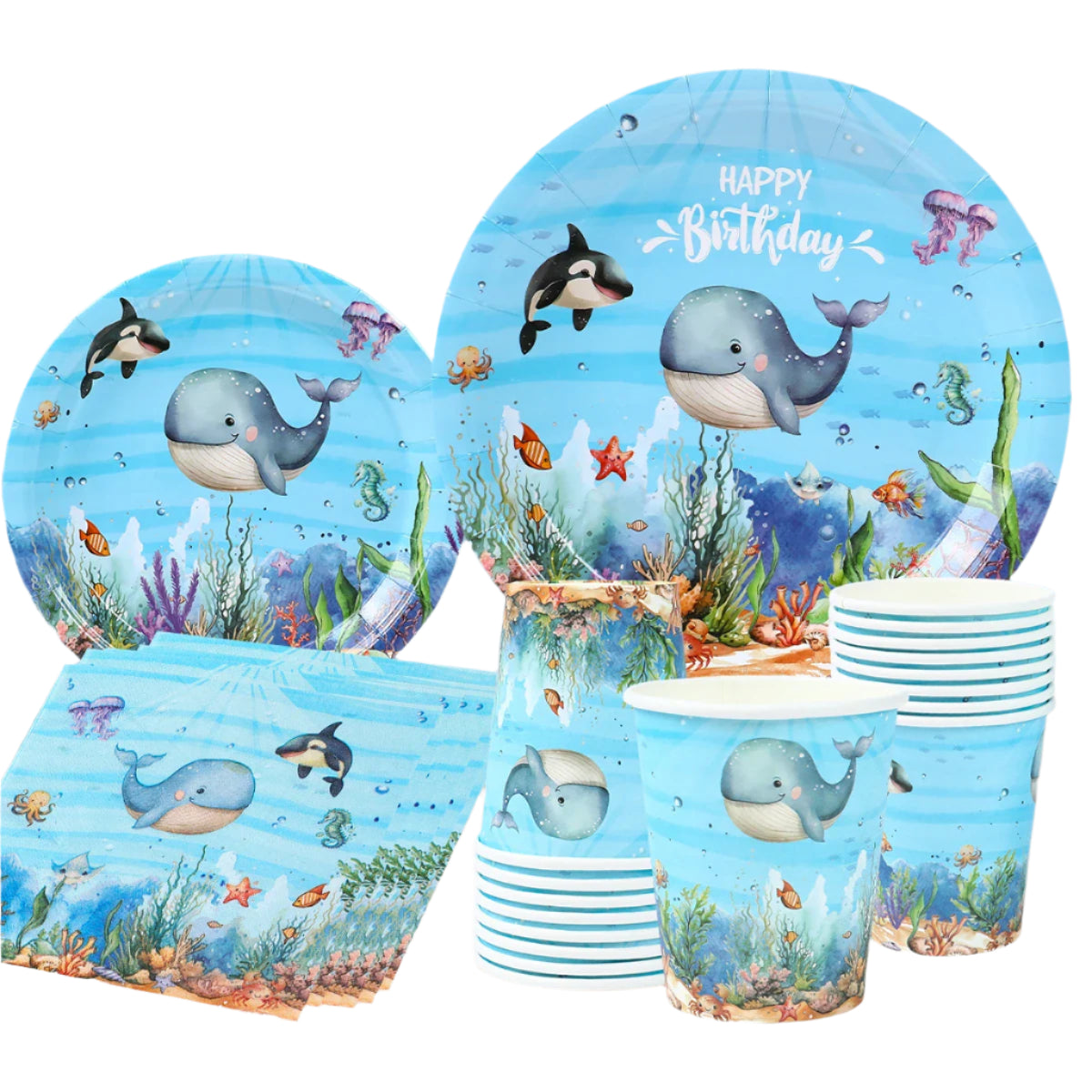 🐙🌊 Under the Sea Party Tableware – Ocean Fun for First Birthdays & Baby Showers! 🎂🐢 - ThiGui