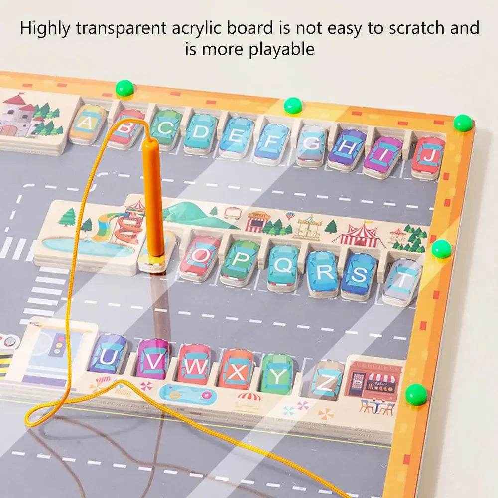 🚗Magnetic Alphabet Maze – A Fun Way to Learn Letters and Park Cars! - ThiGui