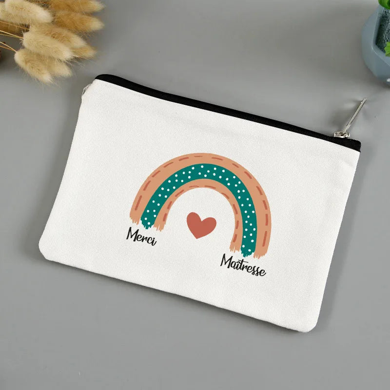 💄🖍️ Merci Maîtresse! Stylish Makeup & Pencil Pouch for Teacher Appreciation 💐🎁 - ThiGui