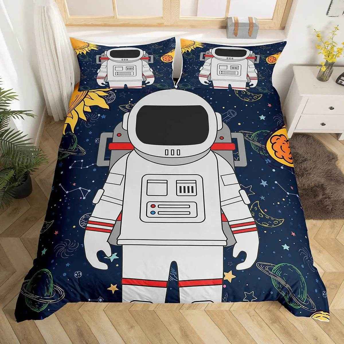 🛸Galaxy Dreams Await! Astronaut Bedding Set for Young Space Adventurers - ThiGui