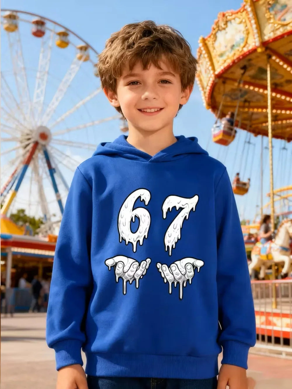 Bruh 67 Six Seven Brainrot Hoodie 😎🔥 Cool & Cosy Kids Streetwear Sweatshirt - ThiGui