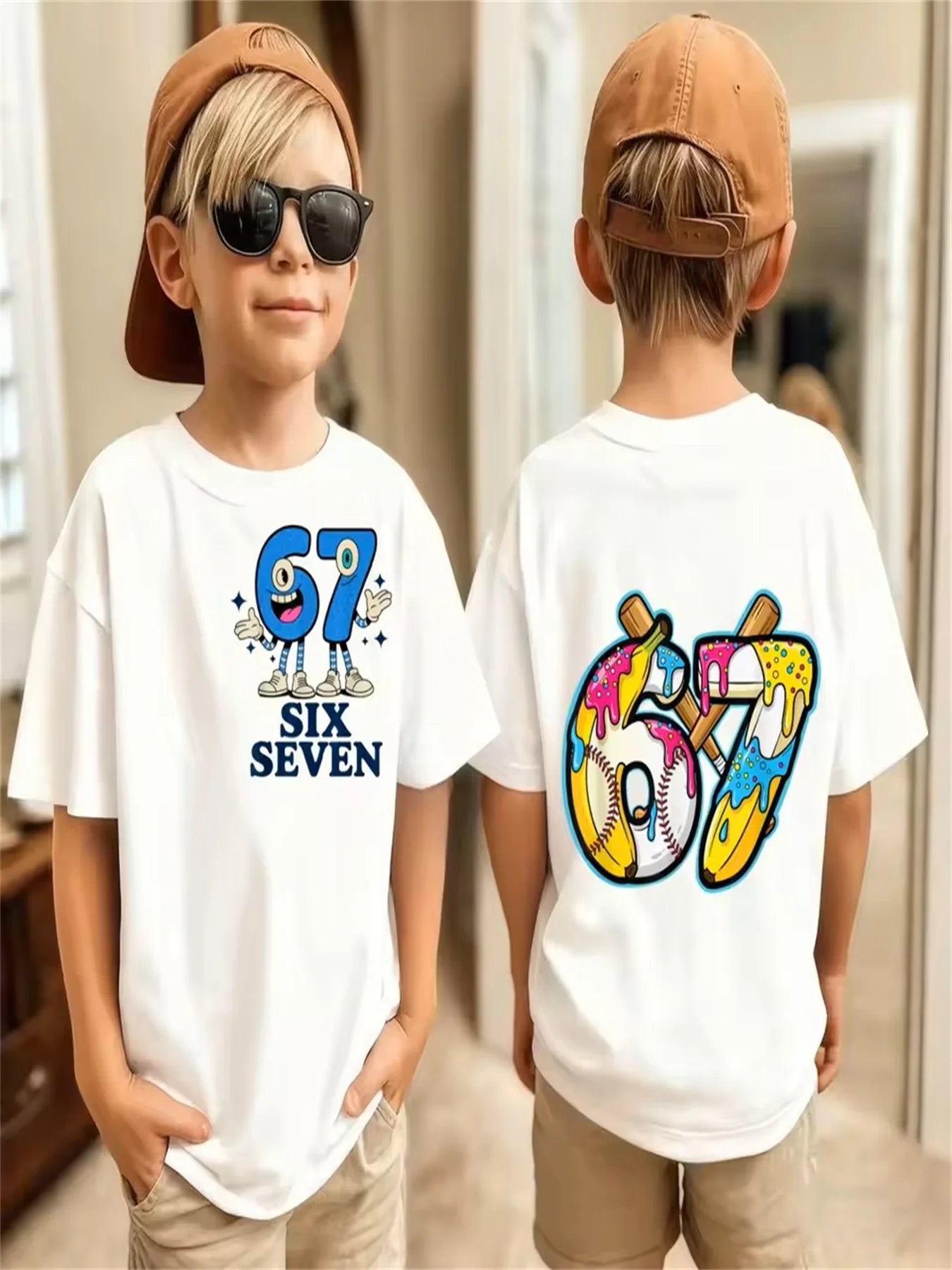 67 Meme Kids Tee 😎🔥 Loose Fit Summer Streetwear Fun - ThiGui