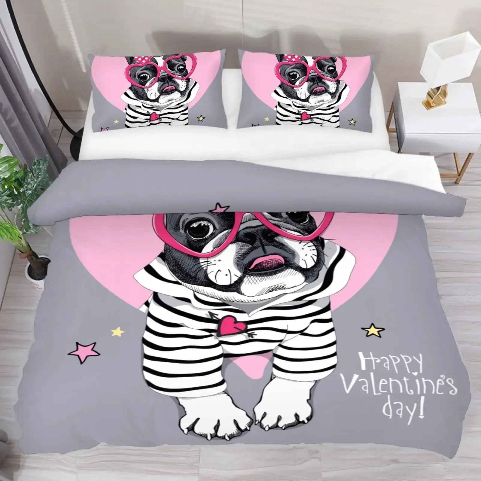 🐾Snuggle Up with a Frenchie! Adorable Bulldog Bedding Set for Little Dreamers 🐾 - ThiGui