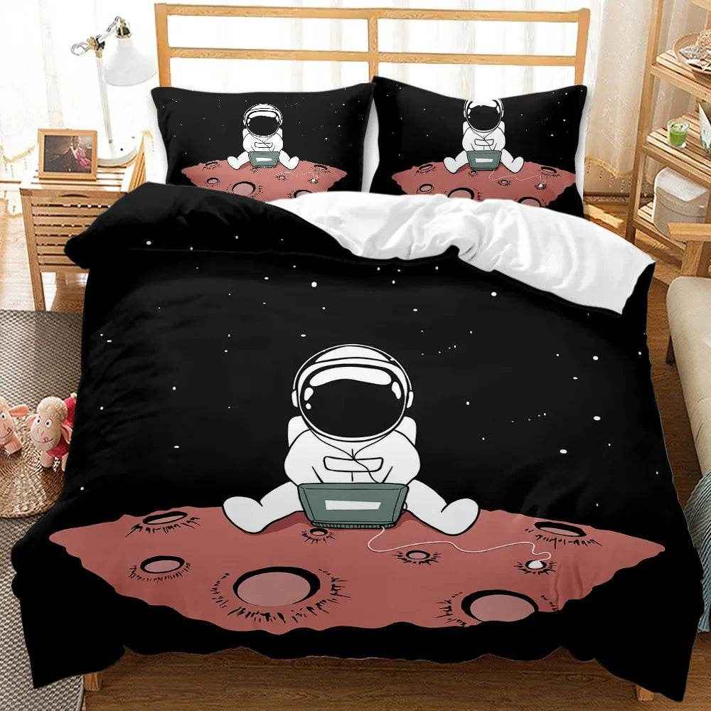 🛸Galaxy Dreams Await! Astronaut Bedding Set for Young Space Adventurers - ThiGui