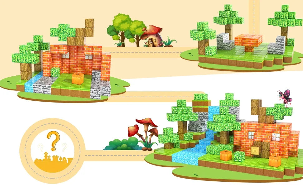 🧲 Build & Imagine! Magnetic Mine World Cube Set for Kids – Craft, Create, and Play 🎮🌍 - ThiGui