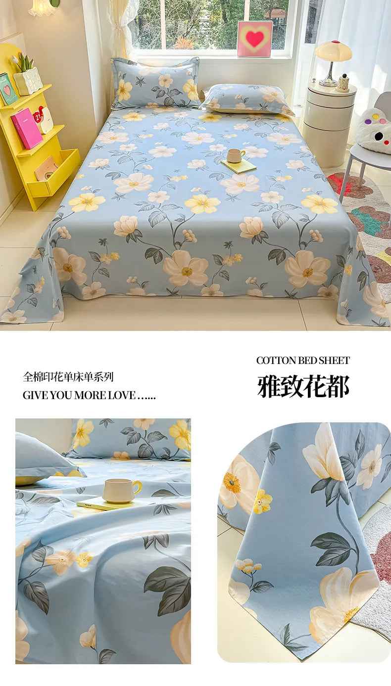 🛏️Fresh Flowers, Sweet Dreams – Soft Cotton Bed Sheet for Kids 🌸 - ThiGui