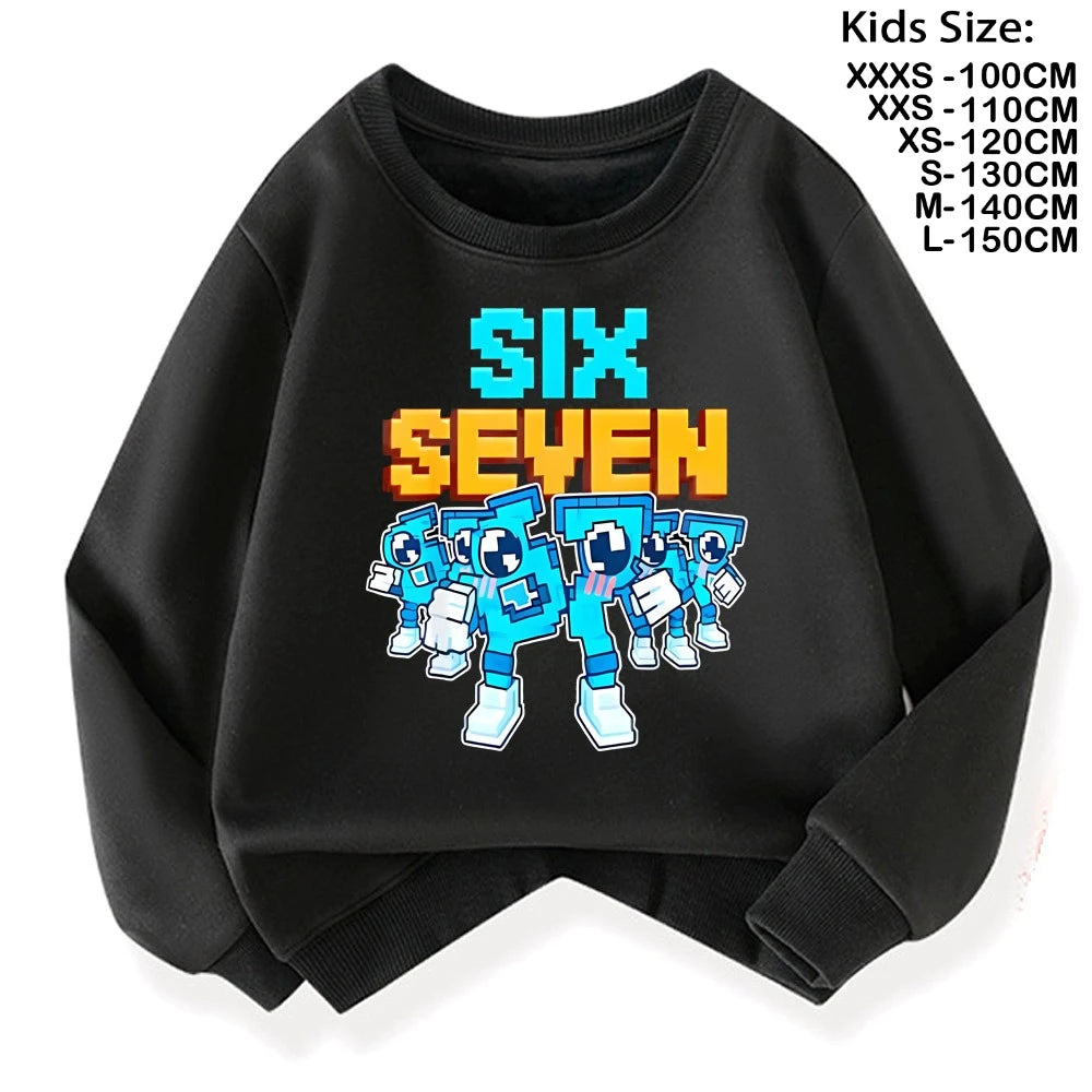 67 Six Seven Brainrot Kids Hoodie 🔥🧥 Warm & Trendy Cartoon Sweatshirt - ThiGui