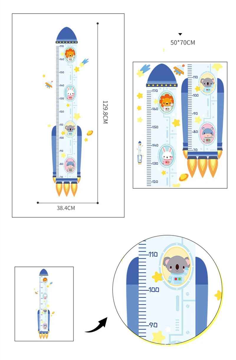 Watch Me Grow! Cute Animal Height Chart Wall Sticker for Boys’ Rooms - ThiGui