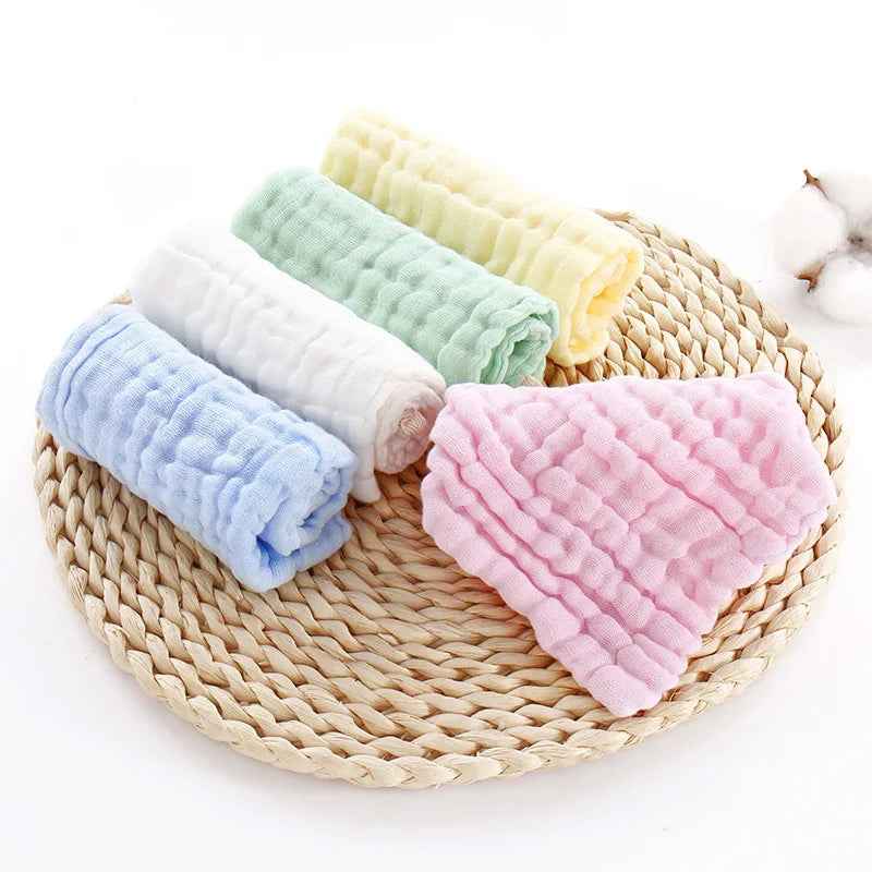 🧼 Everyday Heroes! 💖 5x Muslin Baby Washcloths – Soft, Handy & Gentle for Face, Bath & Feeding Time 🍼 - ThiGui