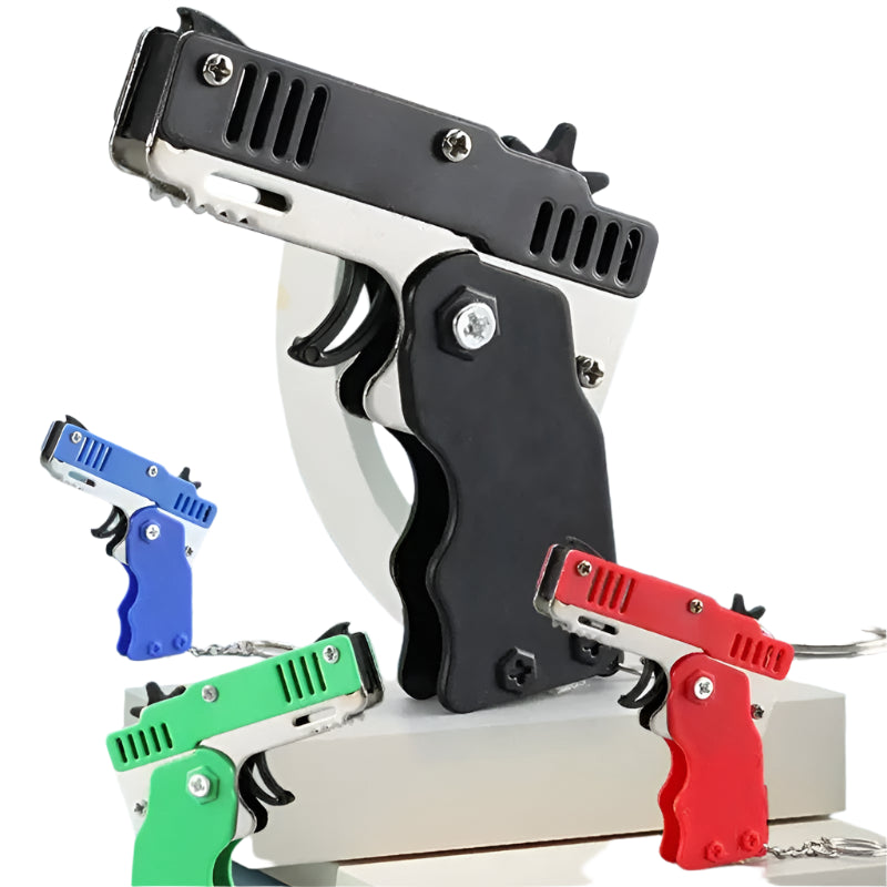 🎯 Mini Rubber Band Gun Keychain 🔫 | 60 Shots of Safe Fun for Boys on the Go! 🚗💨 - ThiGui
