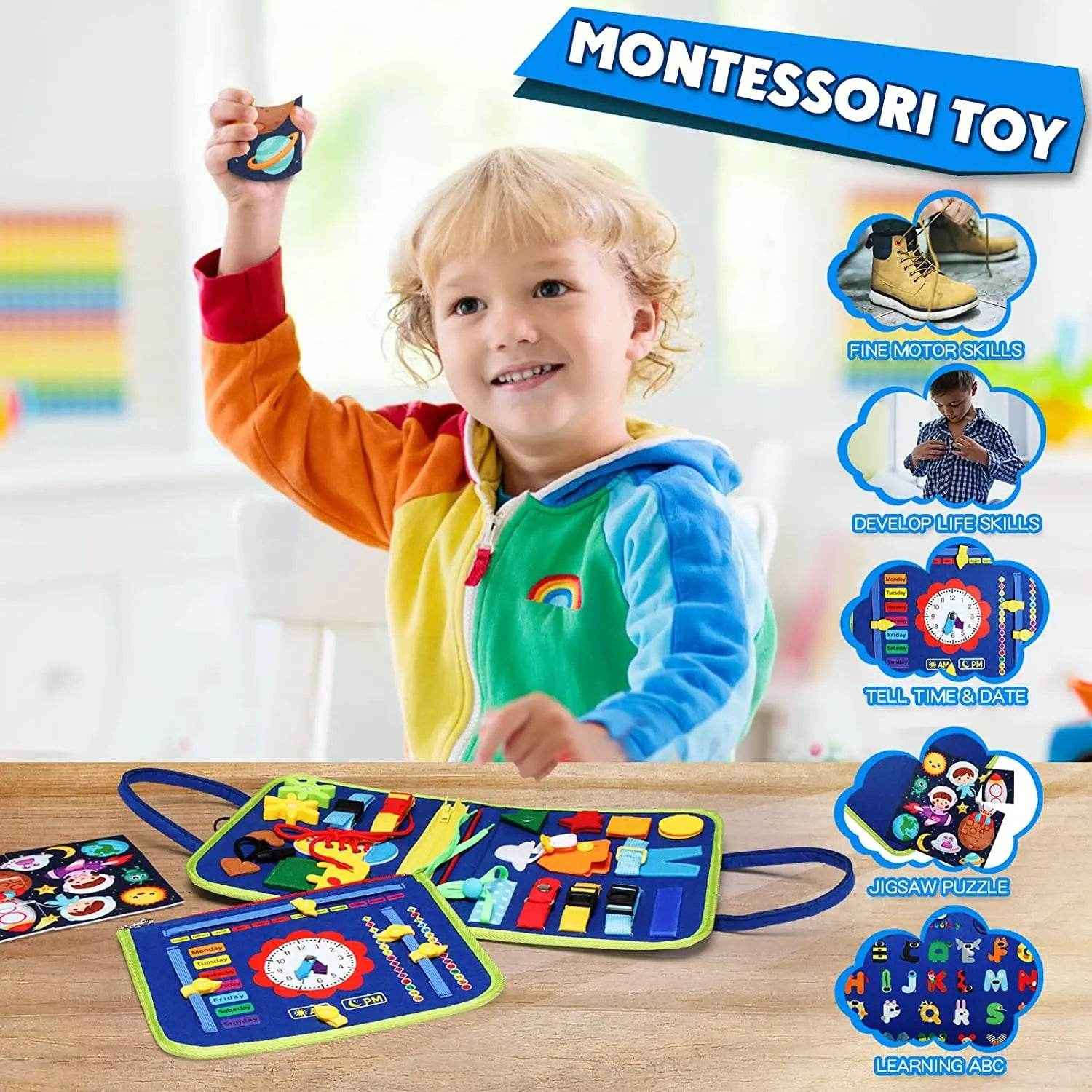 ✨ Sensory Fun for Little Hands – Montessori Busy Board That Boosts Motor Skills and Confidence! - ThiGui