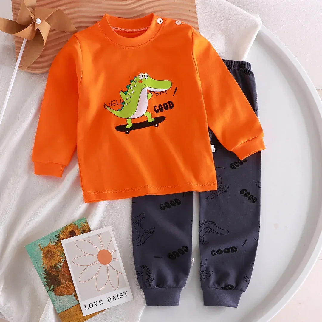 🌙 Cartoon Pajama Set – Soft, Snuggly Sleepwear for Little Dreamers! 🧒🛌 - ThiGui