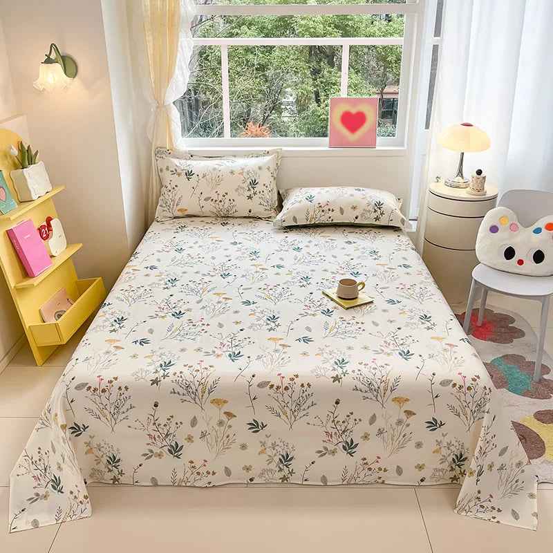 🛏️Fresh Flowers, Sweet Dreams – Soft Cotton Bed Sheet for Kids 🌸 - ThiGui