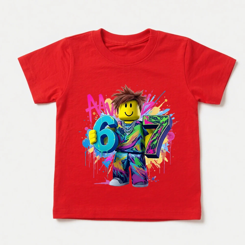 Roblox 67 Digital Print Kids Tee 🎮✨ Cool Cotton Graphic T-Shirt - ThiGui