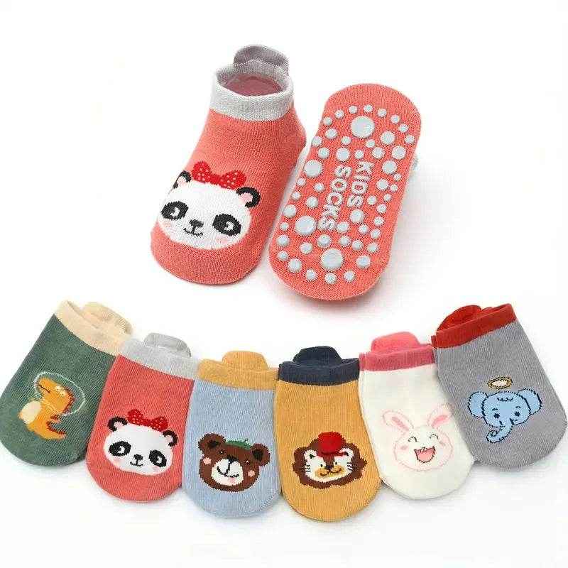 👣Adorable Animal Grip Socks – 6 Pairs of Comfy Fun for Little Feet - ThiGui