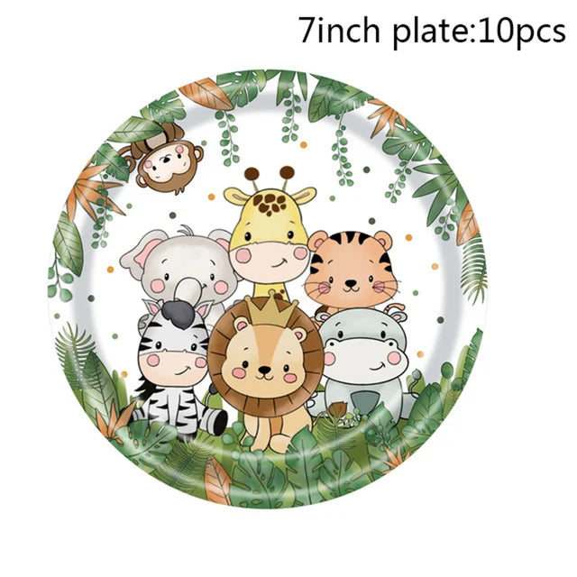 🦁🦓 Jungle Safari Party Tableware – Wild Fun for Little Explorers! 🎂🐘 - ThiGui