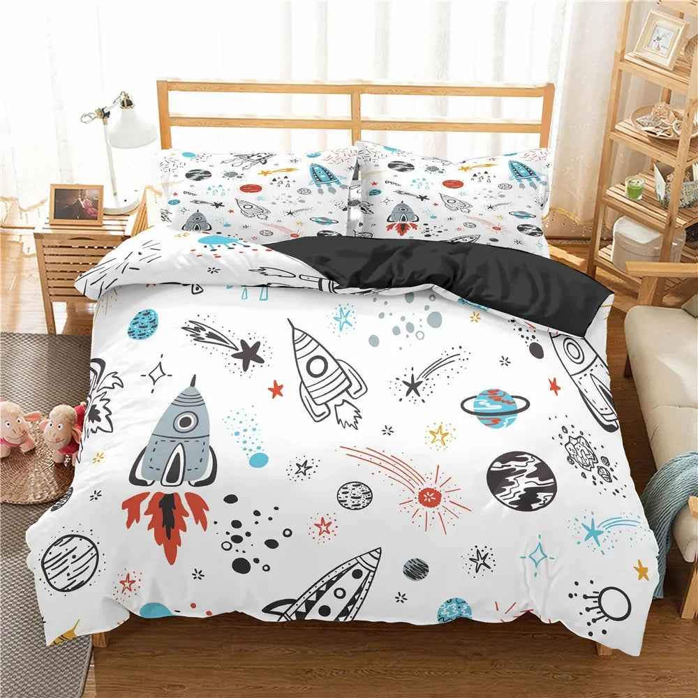 🚀Up, Up, and Asleep! Adorable Astronaut Bedding Set for Little Space Explorers - ThiGui