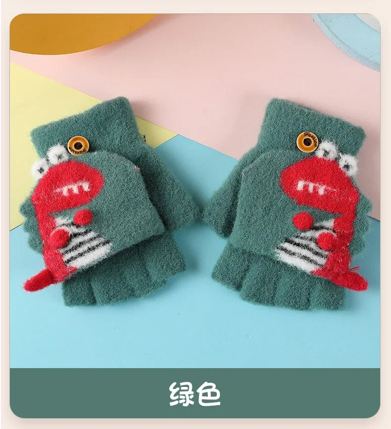 🦕 Dino Flip Gloves – Warm, Fun & Finger-Free for Little Writers! ❄️✋ - ThiGui
