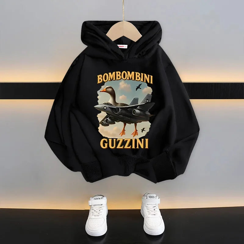 Italian Brainrot Tung Tung Hoodie 😆🧥 Fun Thin Cartoon Sweatshirt for Boys - ThiGui