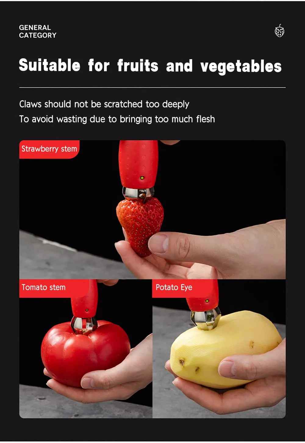 🍓Strawberry & Tomato Stem Remover – Handy Kitchen Hero for Busy Mums! - ThiGui