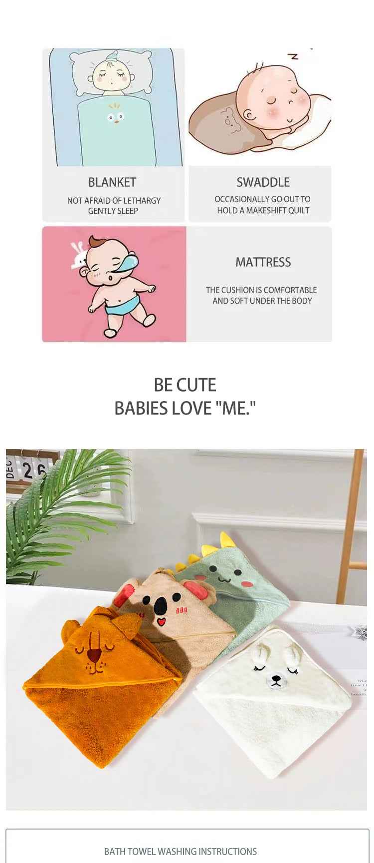 🐼 Cartoon Animal Hooded Bath Towel – Cosy Cuddles After Every Splash! 🛁🧼 - ThiGui