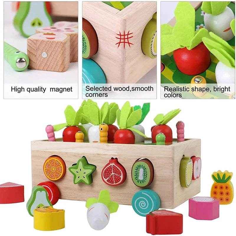 🌳Little Hands Harvest – Wooden Carrot Game for Smart Sorting & Sensory Fun - ThiGui