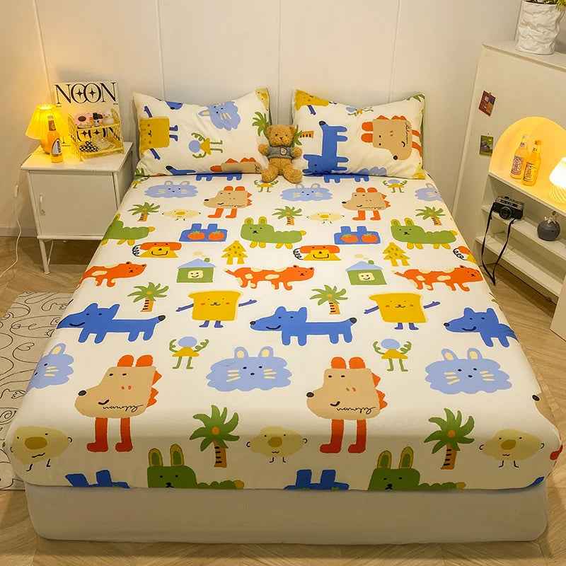 🚗Vroom-Vroom to Sleep! Pure Cotton Car Fitted Sheet for Busy Little Dreamers - ThiGui