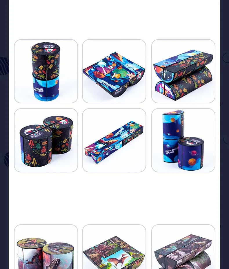 🧠 Smart Fun! Geometric Puzzle Cube Toy 🔄 | Shape-Shifting Fidget Game for Kids & Grown-Ups - ThiGui