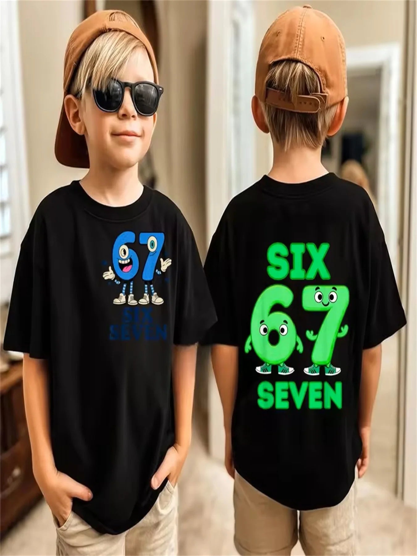 67 Meme Kids Tee 😎🔥 Loose Fit Summer Streetwear Fun - ThiGui