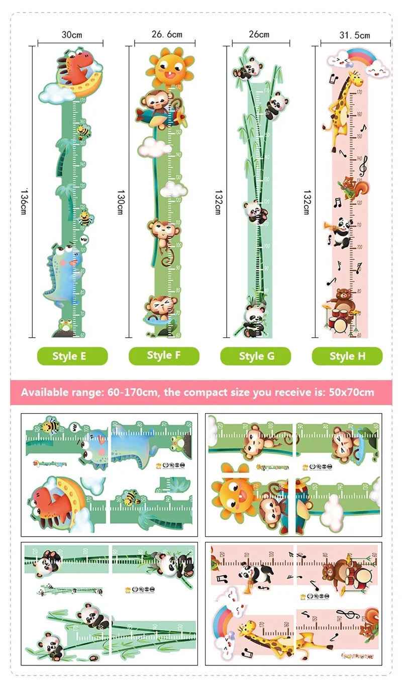 Watch Me Grow! Cute Animal Height Chart Wall Sticker for Boys’ Rooms - ThiGui