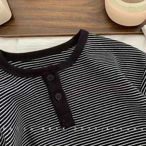 🌟 Autumn Essential! Soft Striped Long Sleeve Tee for Stylish Little Ones 👦👧🍂 - ThiGui