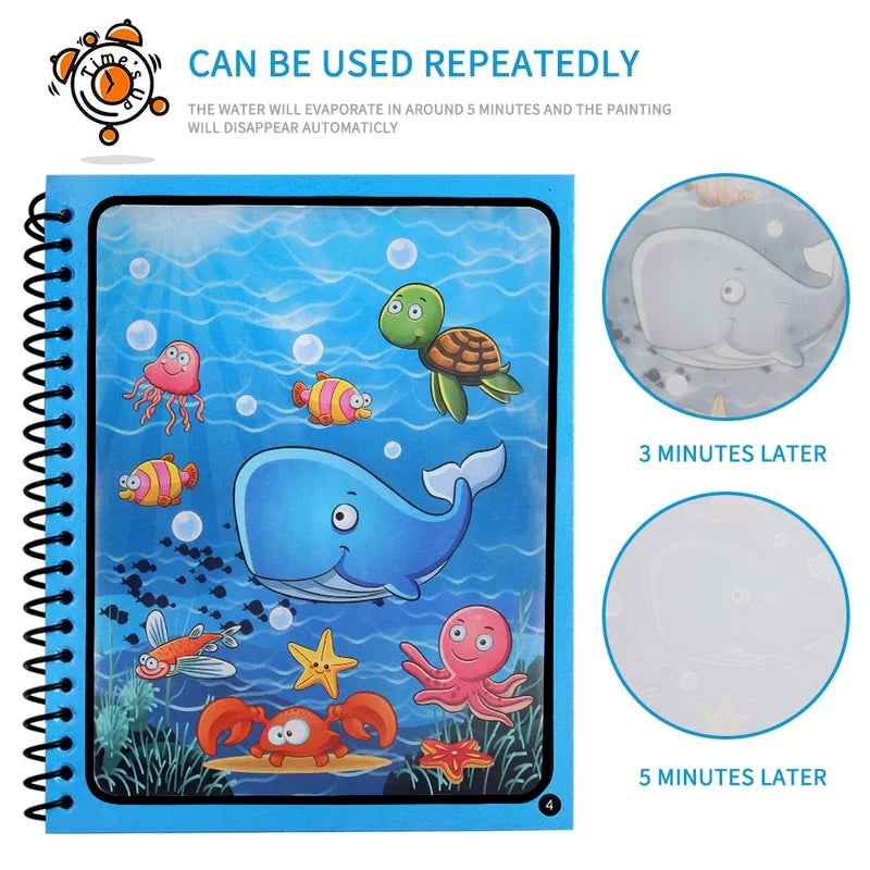 🌈 Magical Water Reveal Book 🖌️ No Mess, All Fun! Perfect for Little Explorers 🚀 - ThiGui