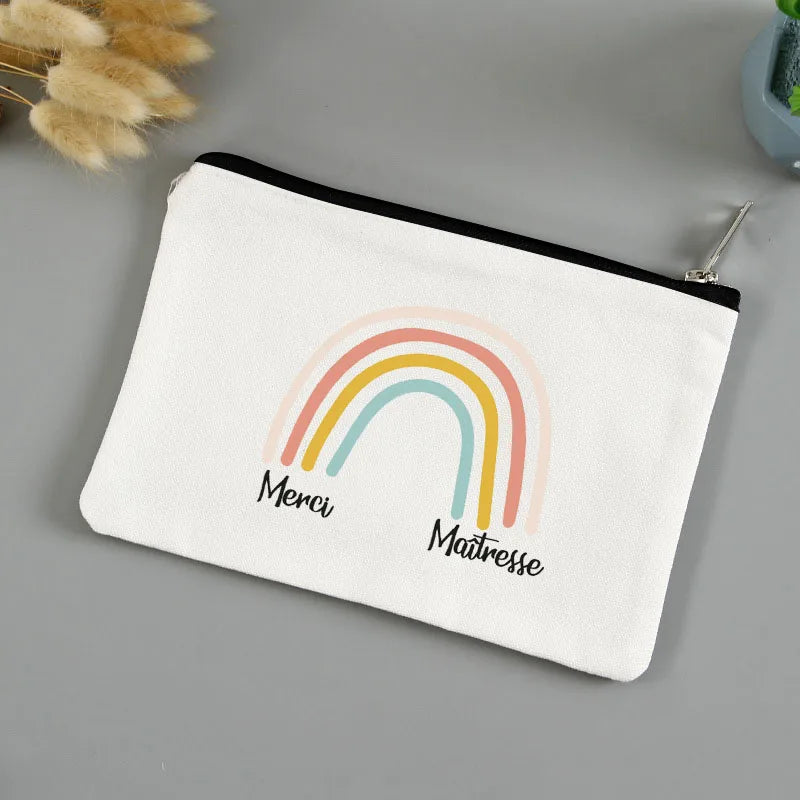 💄🖍️ Merci Maîtresse! Stylish Makeup & Pencil Pouch for Teacher Appreciation 💐🎁 - ThiGui