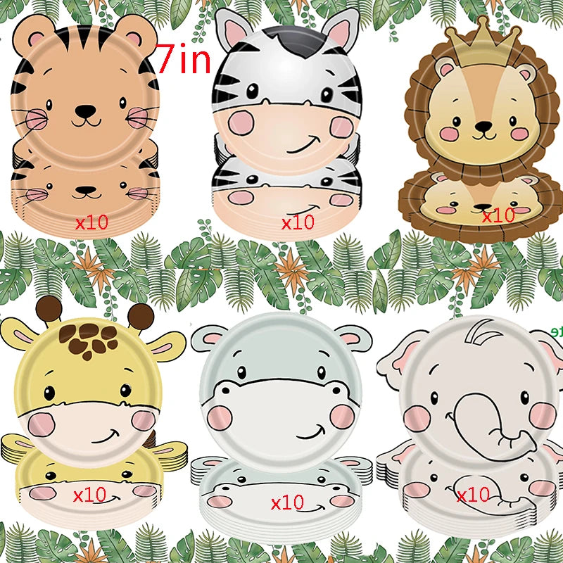 🦁🦓 Jungle Safari Party Tableware – Wild Fun for Little Explorers! 🎂🐘 - ThiGui
