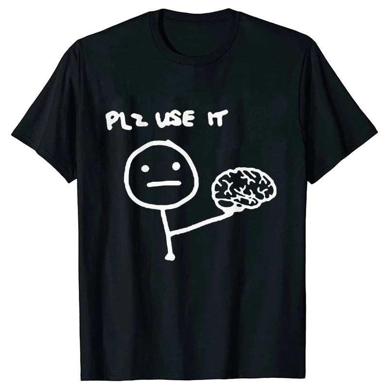 Please Use Your Brain Tee 🧠😆 Funny Y2K Sarcasm Streetwear T-Shirt - ThiGui