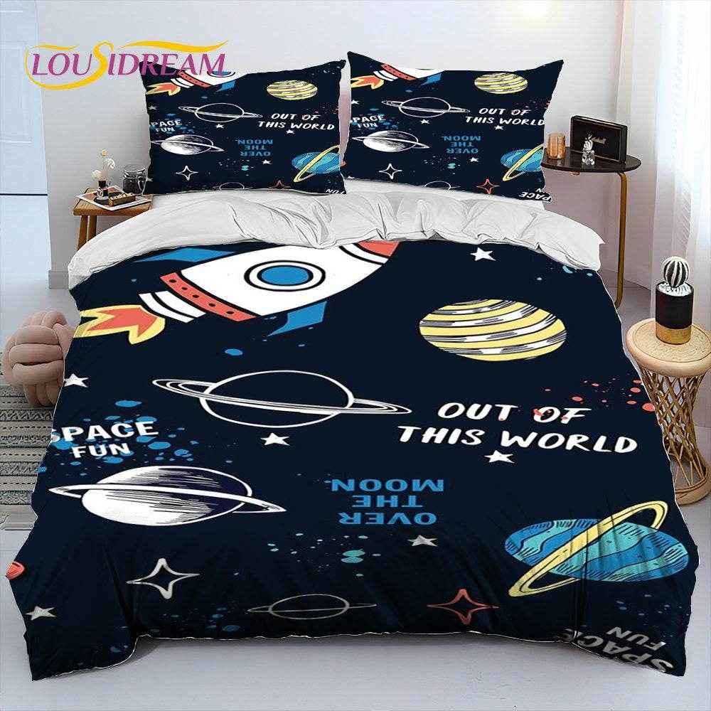 🚀Blast Off to Dreamland! Space-Themed Bedding Set for Future Astronauts - ThiGui
