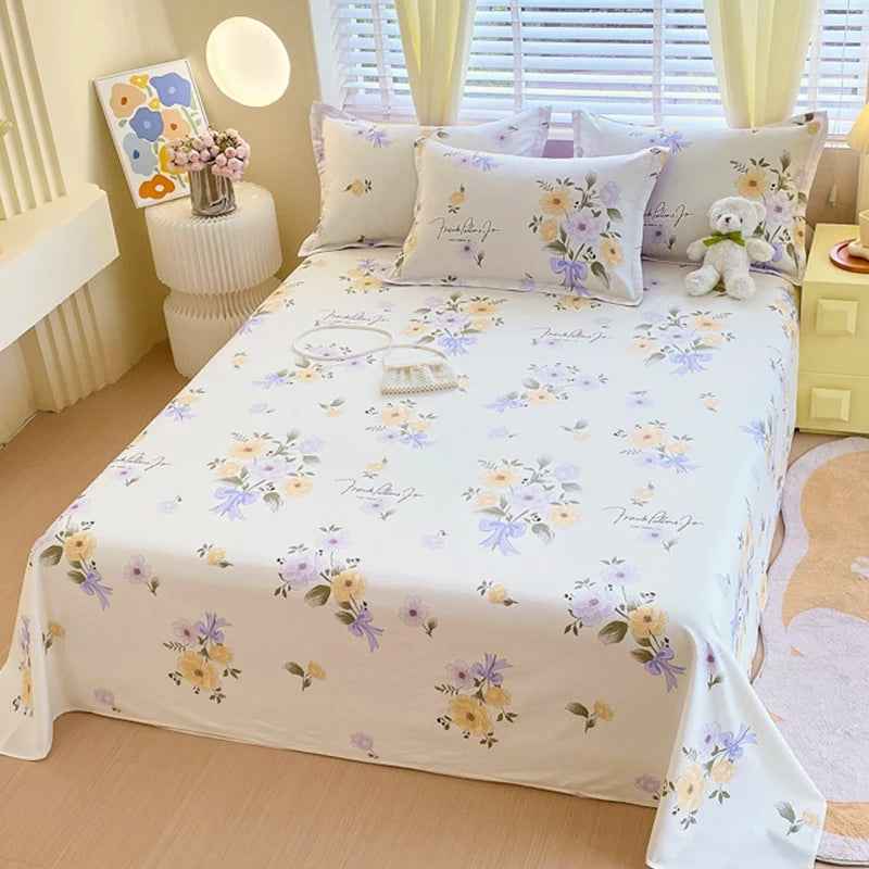 🛏️Fresh Flowers, Sweet Dreams – Soft Cotton Bed Sheet for Kids 🌸 - ThiGui