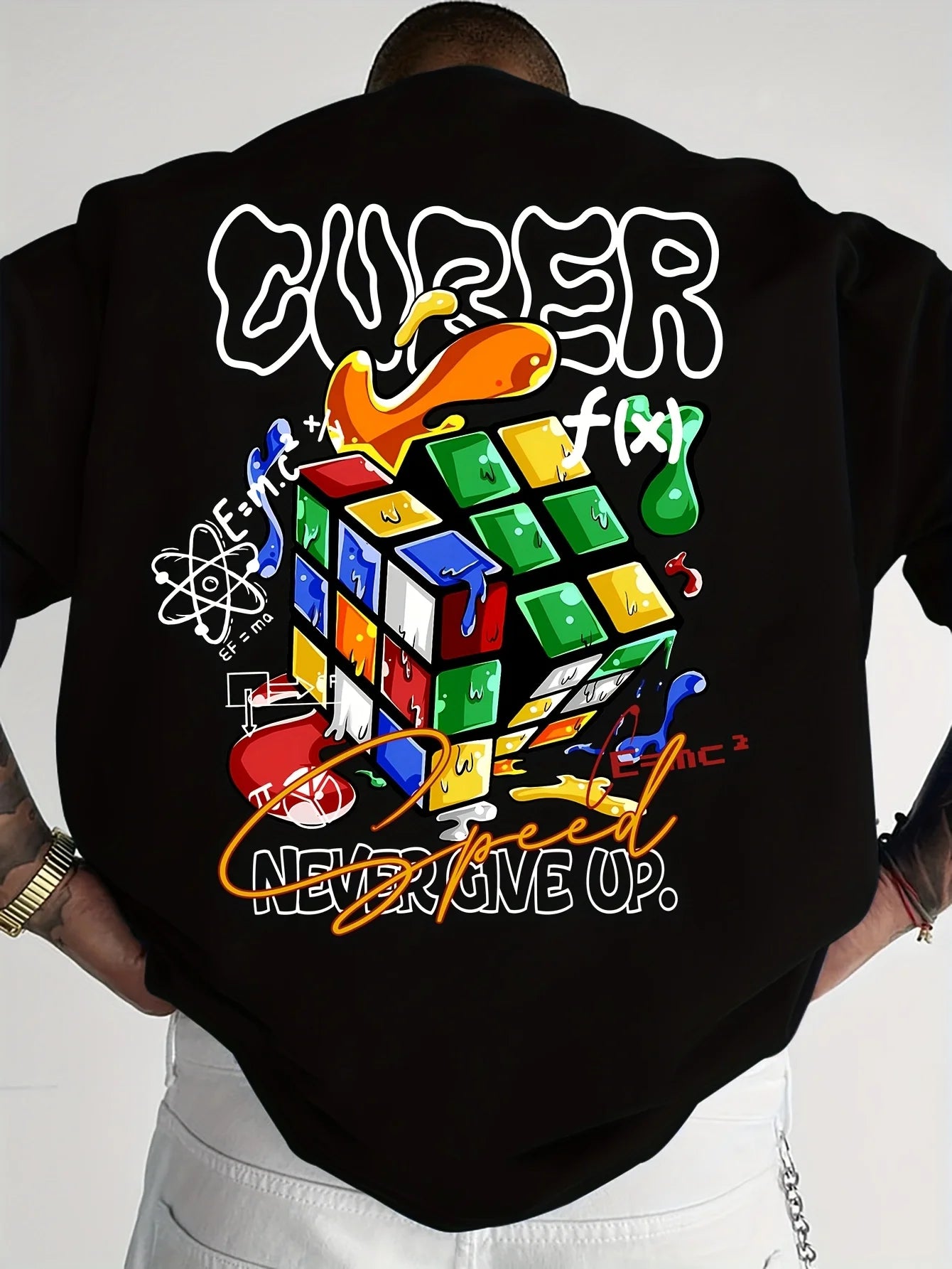 Graffiti Cube Pattern Tee 🎨🔥 Loose Fit Summer Streetwear T-Shirt - ThiGui