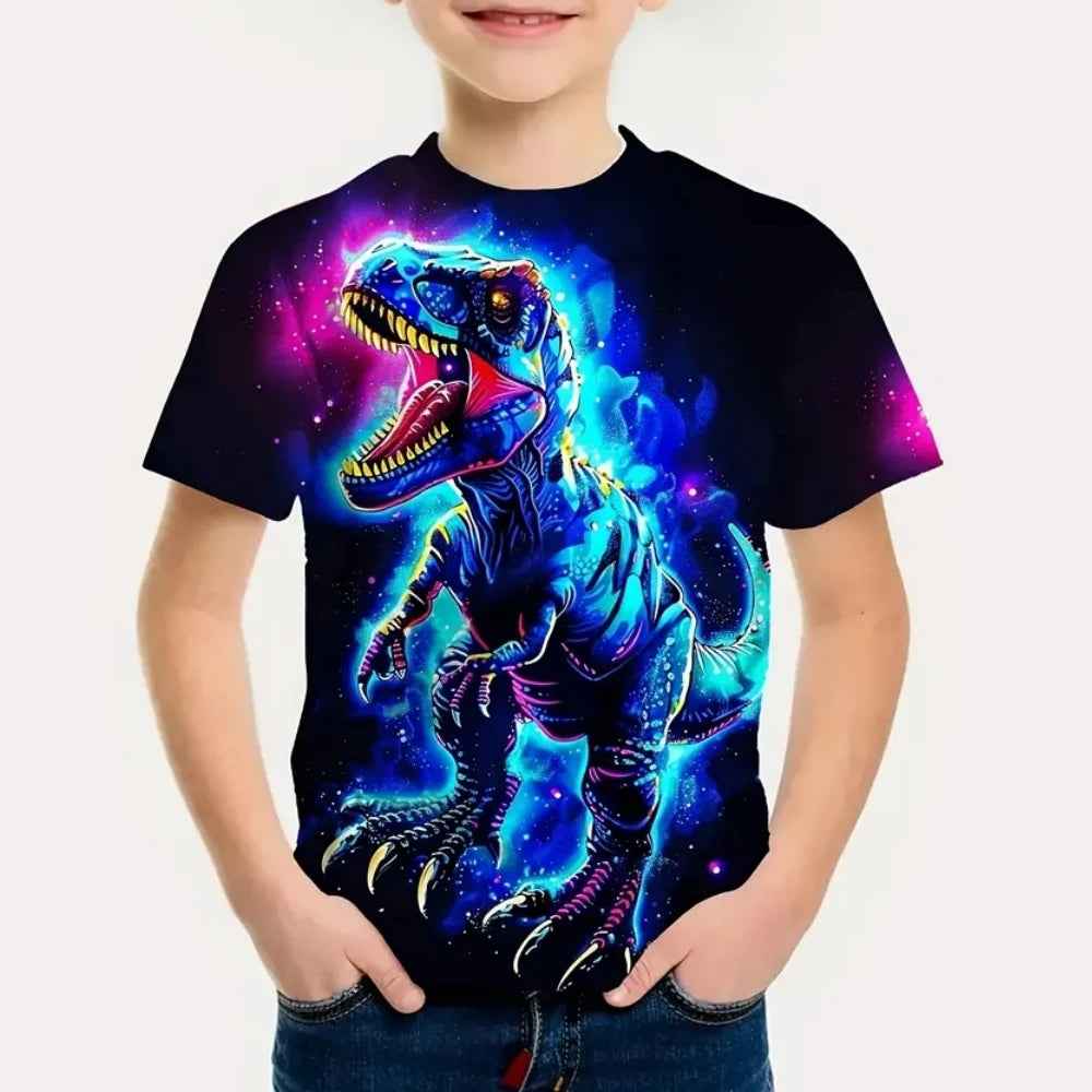 🦕 Epic Dino Adventure Tee – Roar Into Summer in Style! 3D Dinosaur Print T-Shirt for Boys – Cool, Bold, and Summer-Ready! - ThiGui