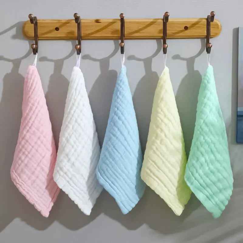 🧼 Everyday Heroes! 💖 5x Muslin Baby Washcloths – Soft, Handy & Gentle for Face, Bath & Feeding Time 🍼 - ThiGui